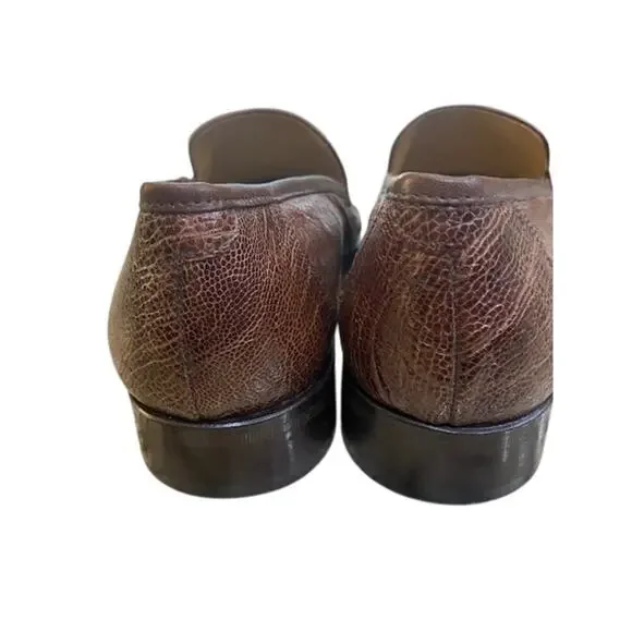 Mezlan Platinum Brown Ostrich Oxford Shoes Size 9M